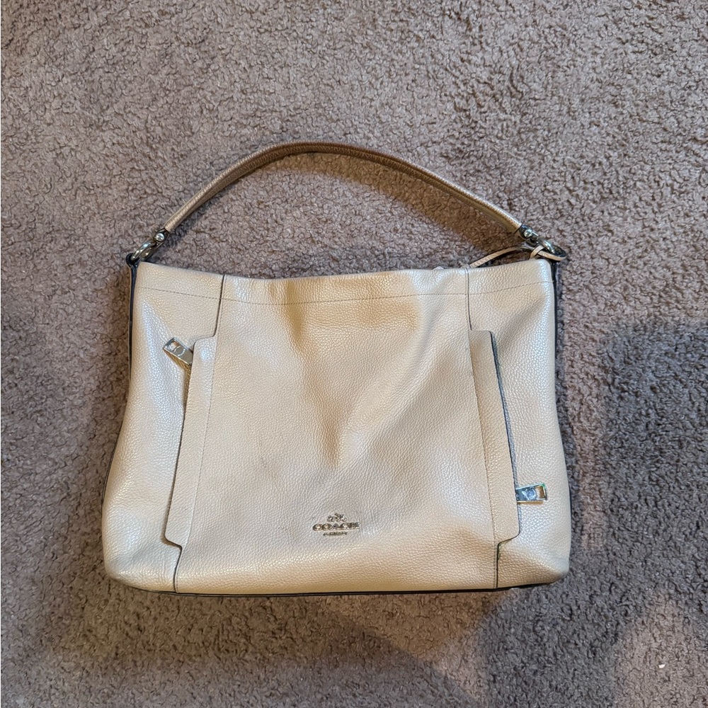 Cream Coach Shoulder Bag